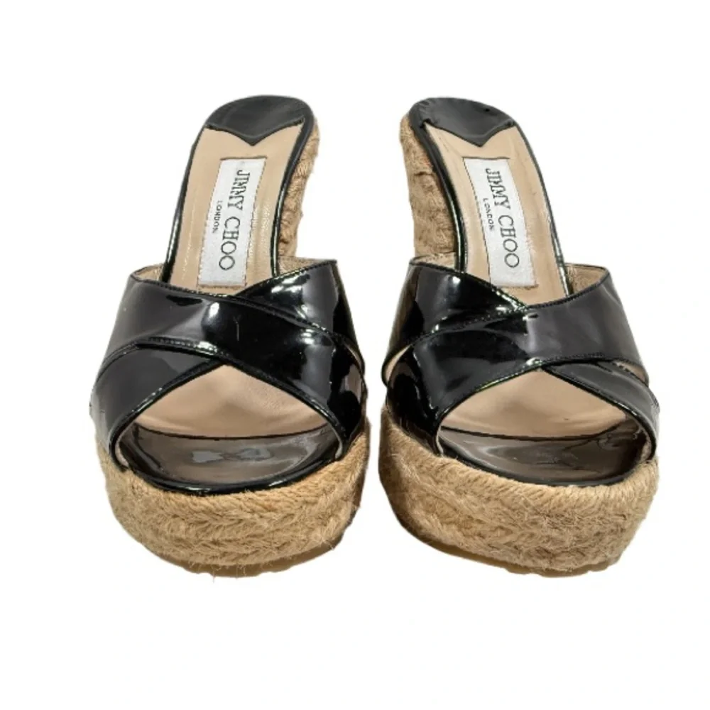 JIMMY CHOO London | Sandals Patent Leather Black Platform Summer Vacation Lux